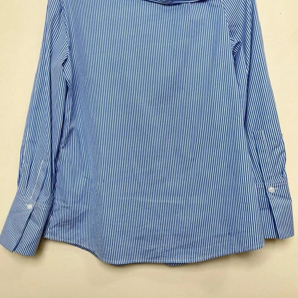 DKNY Womens Small Poplin Asymmetrical One Shoulder Button Shirt Stripes - Picture 11 of 12